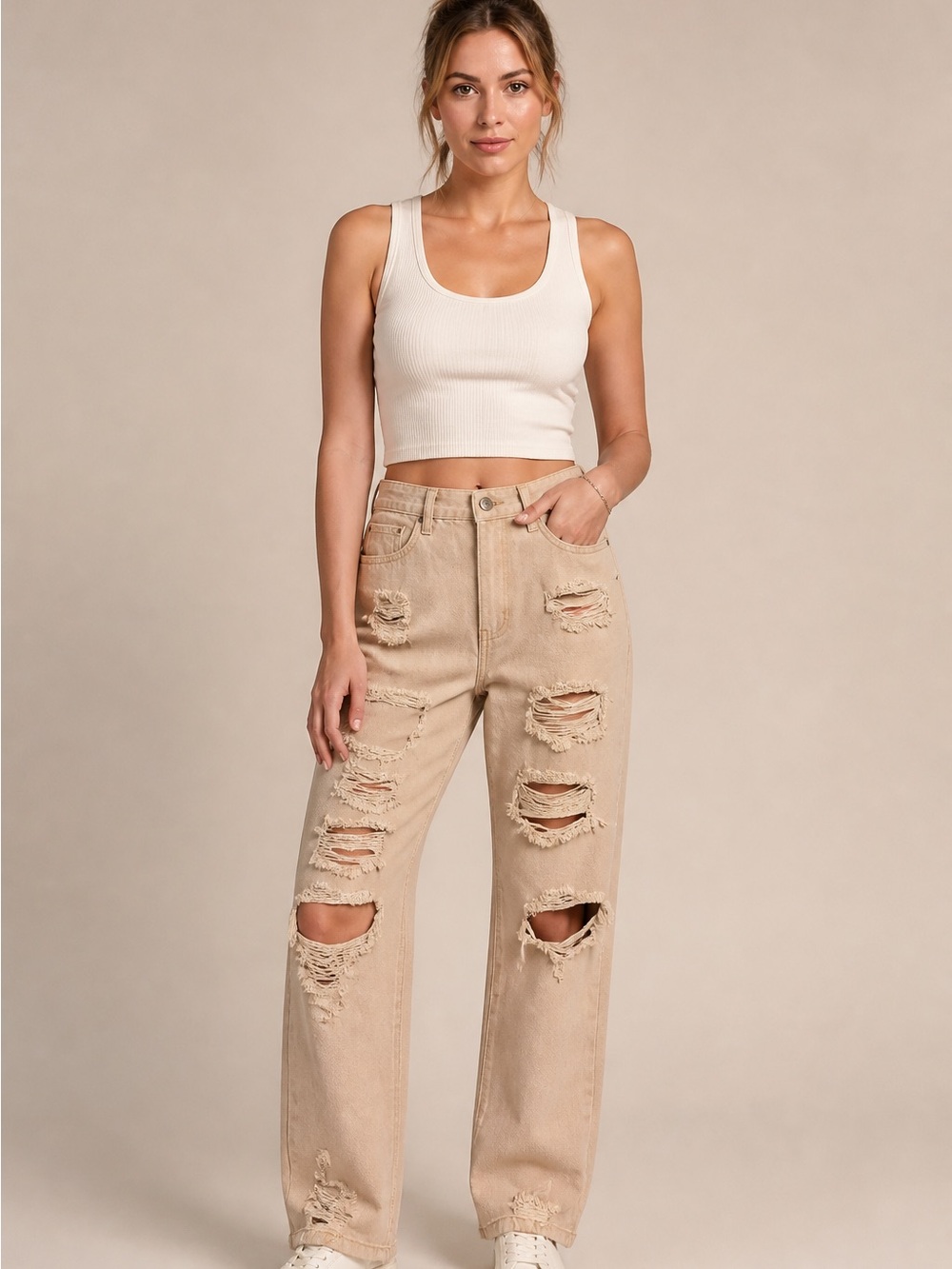 Missguided Riot Extreme Ripped High-Waisted Mom Jeans